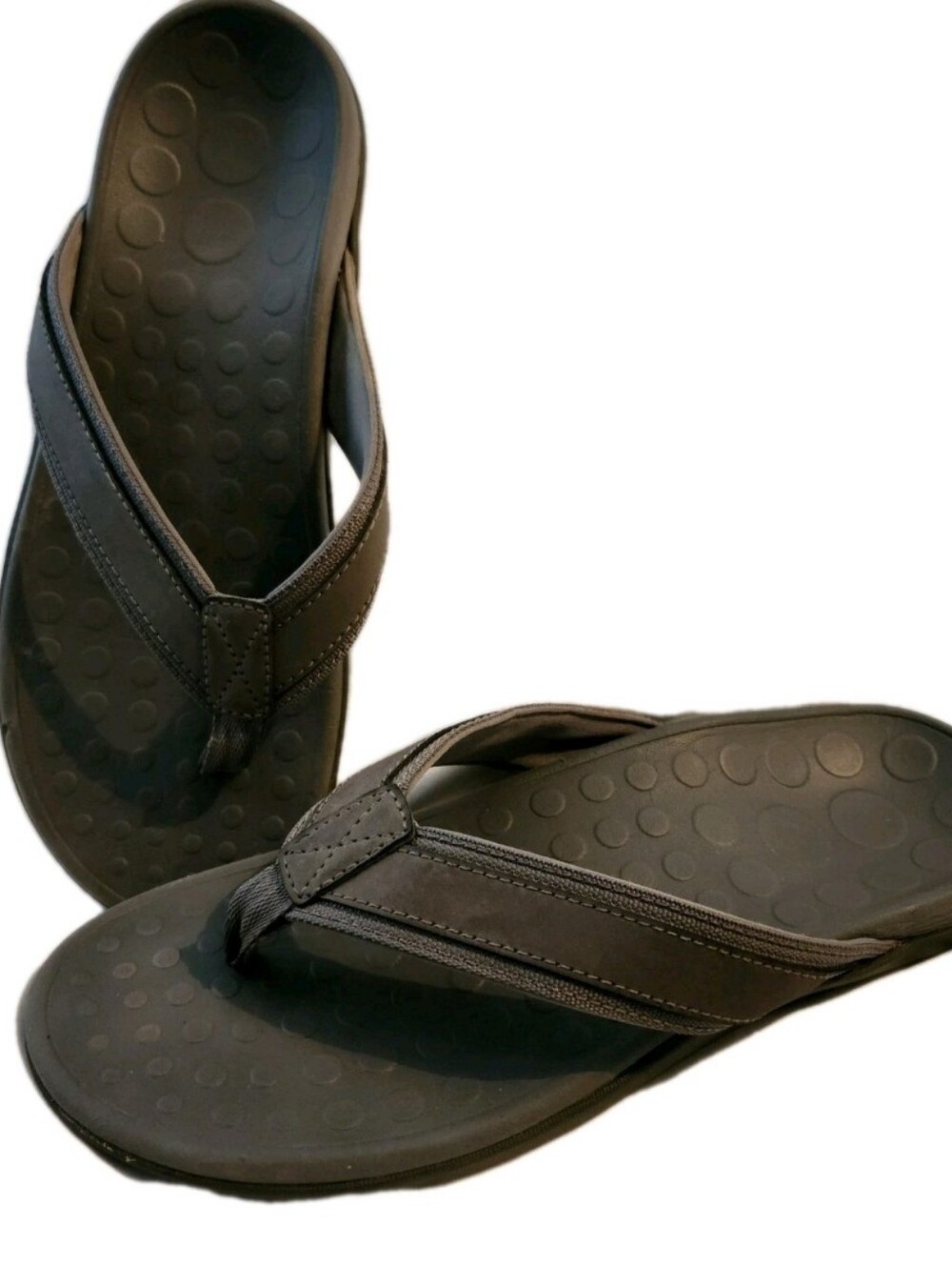 Vionic Size 10 Men's Gray Cushioned Flip-Flop Sandals Comfort Cushion Ortho